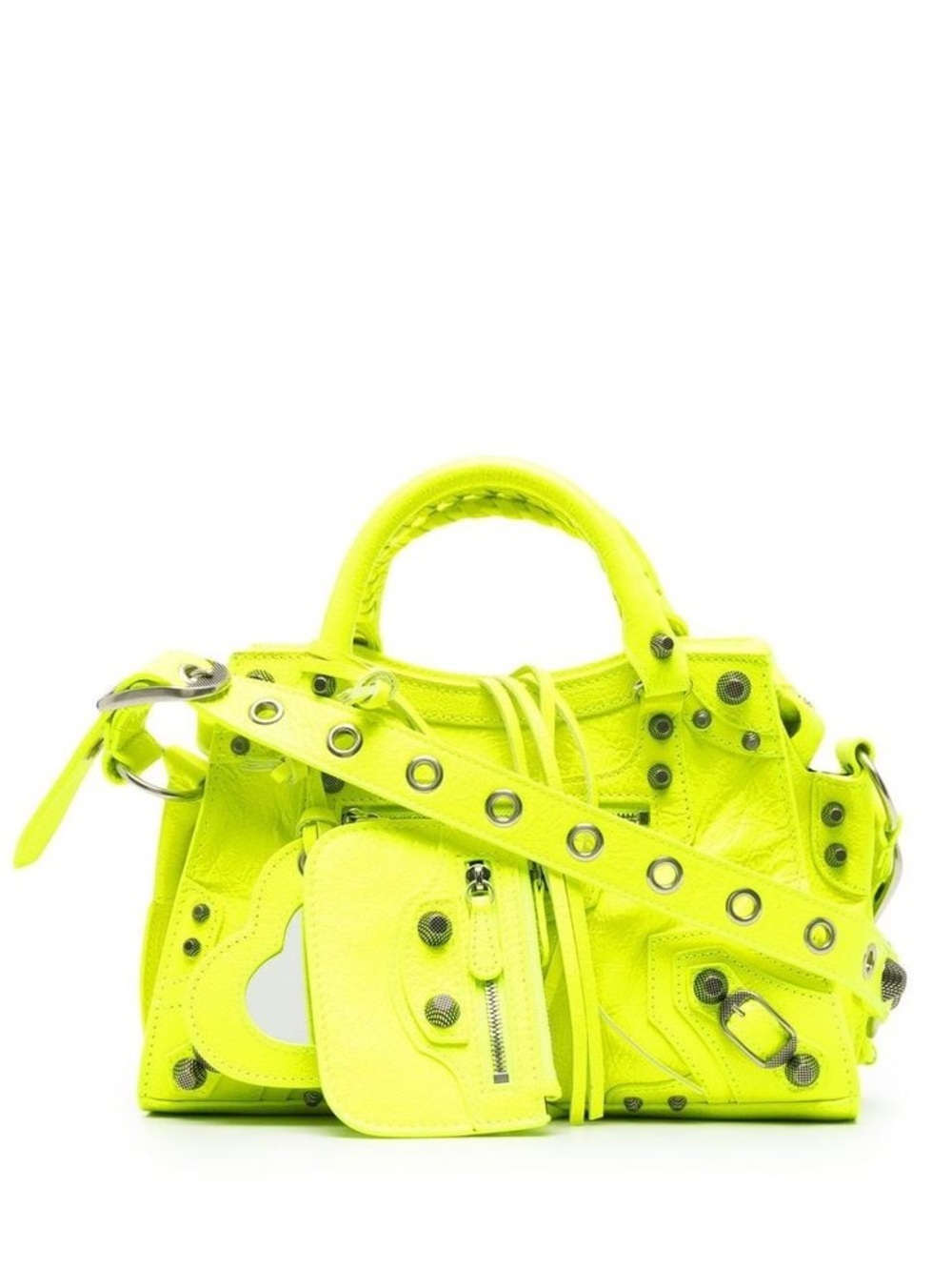 🎉 SOLD 🎉  BALENCIAGA Neo Cagole City XS – Fluo Neon Yellow Heart Rare - Picture 11 of 16